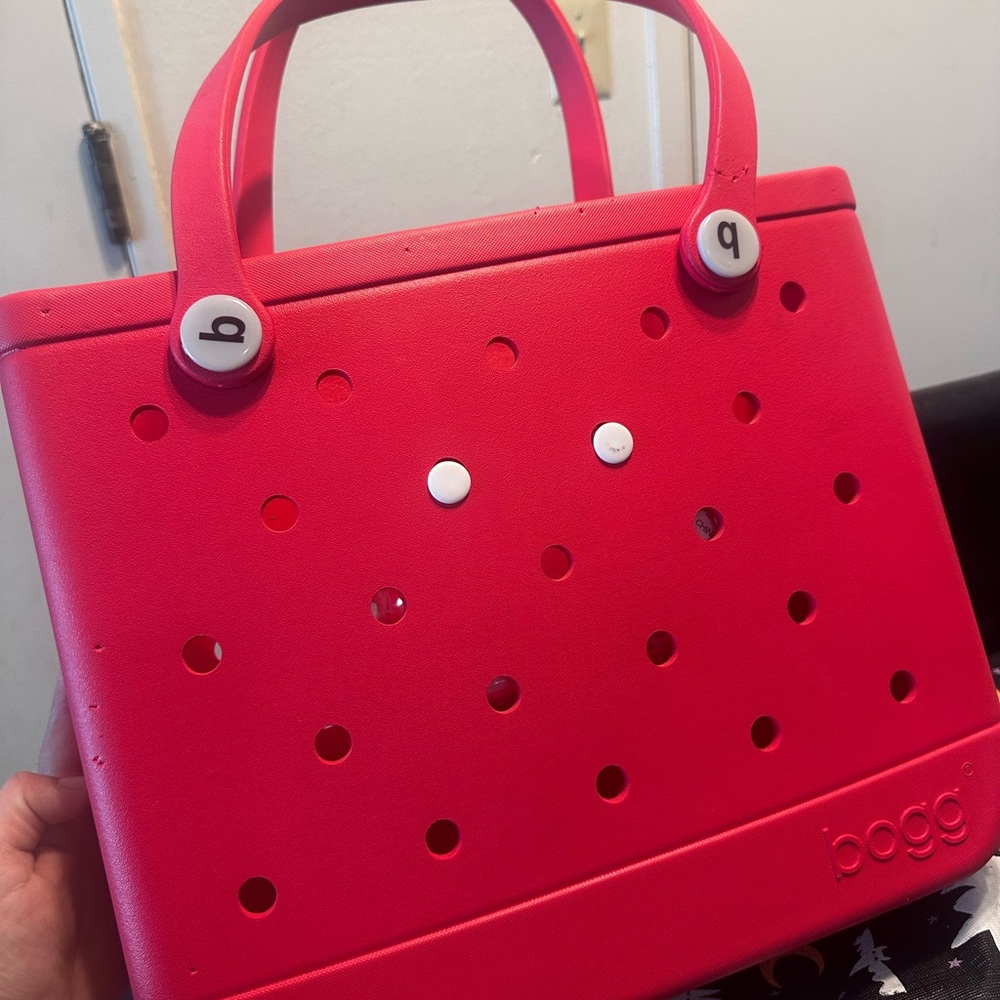 BOGG BAG Red Tote with Perforated Design
